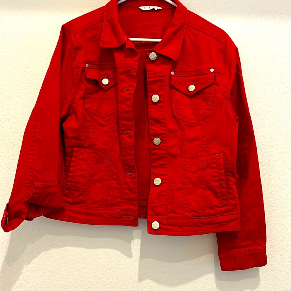 CAbi Denim Jean Jacket Red Size Large